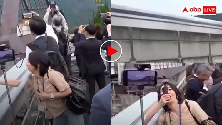 Japan Maglev train passed at speed of 500 km per hour people sitting with cameras were shocked video goes viral कैमरा लगाए बैठे थे लोग, पलक झपकते ही गुजर गई जापान की मैग्लेव ट्रेन, स्पीड देखनी है तो ध्यान से देखना ये वीडियो